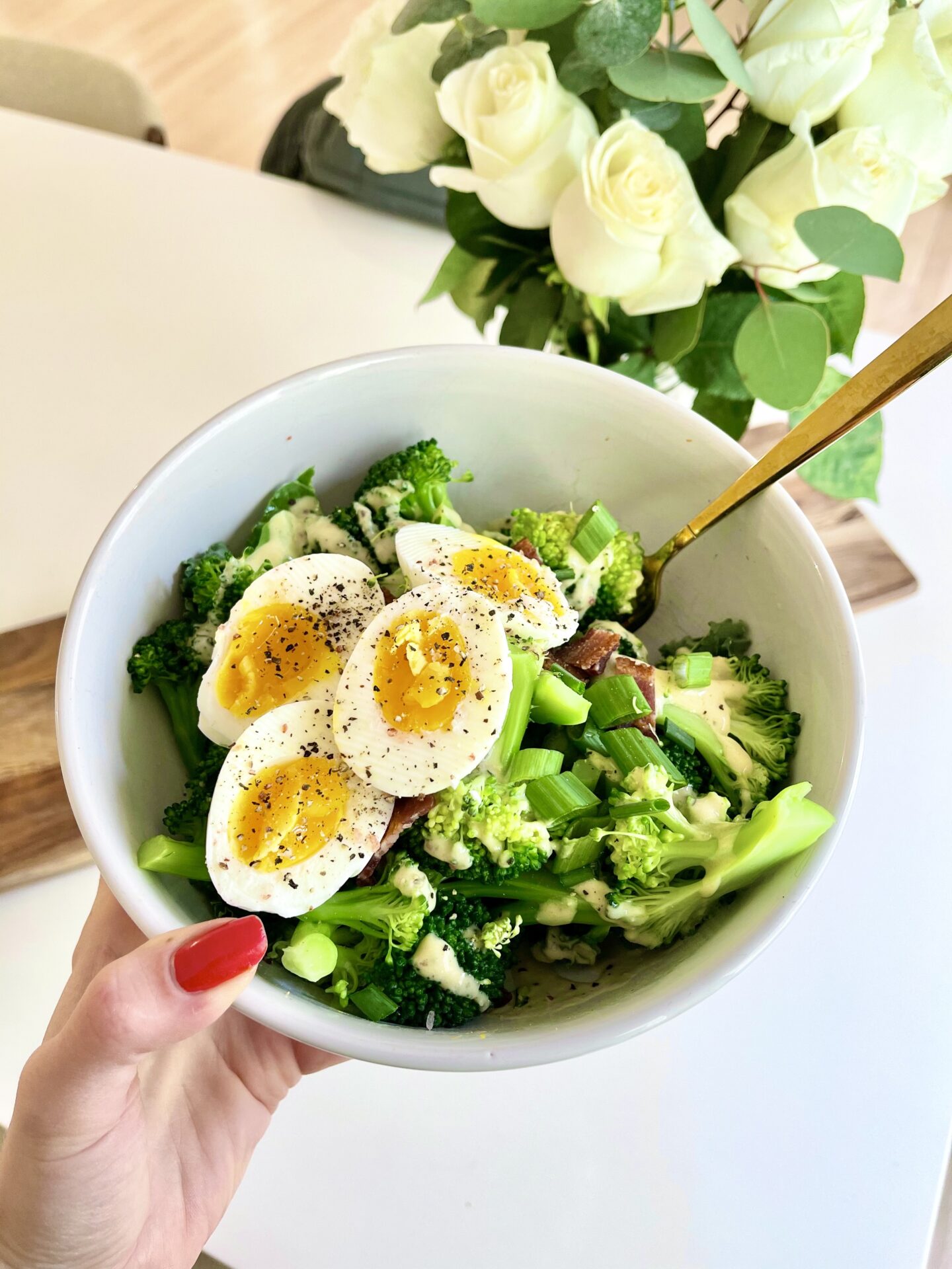 Broccoli Kale Salad with Lemon Tahini Dressing