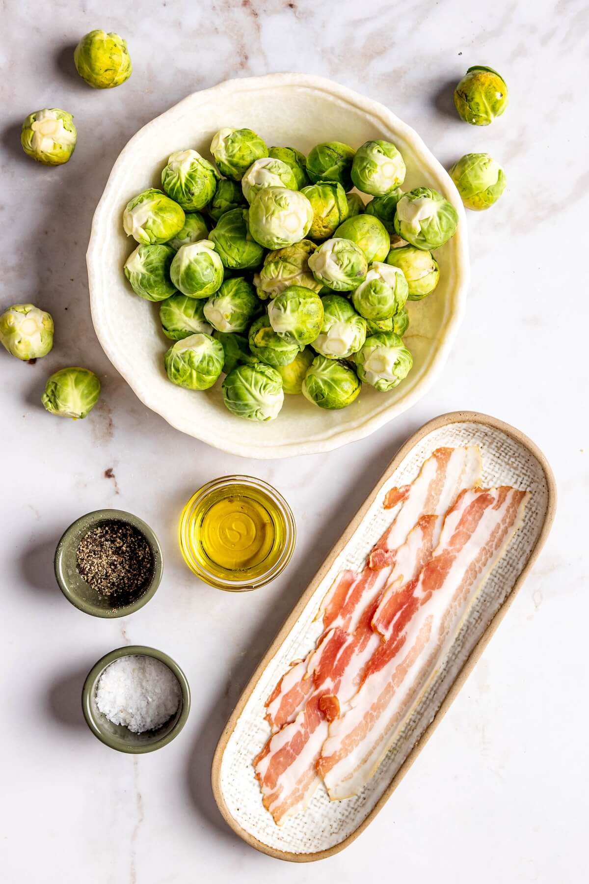 Ingredients for Crispy Baked Brussels Sprouts - Olivia Adriance