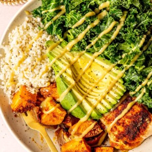 Chicken Power Bowls with Lemon Tahini Sauce - Olivia Adriance