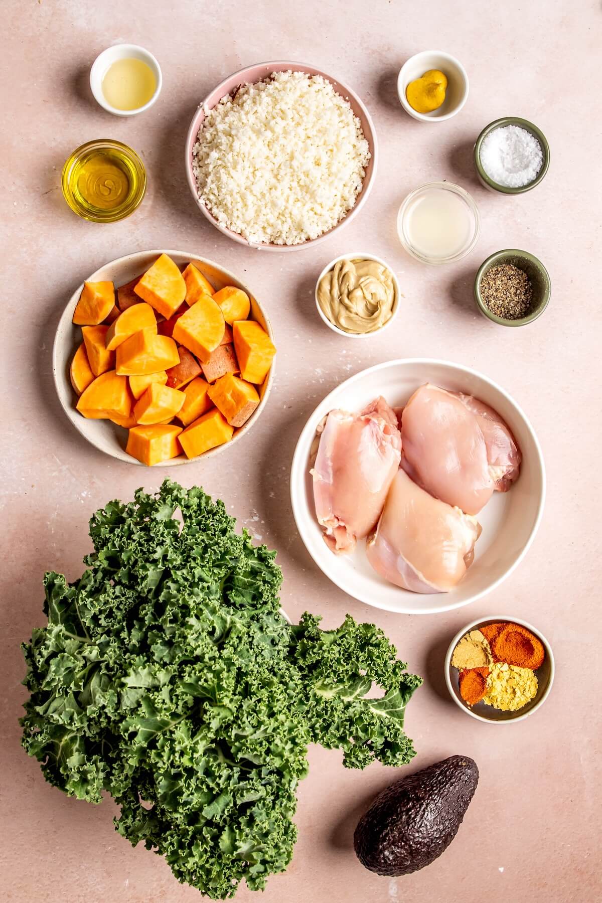 Ingredients for Chicken Power Bowls with Lemon Tahini Sauce - Olivia Adriance