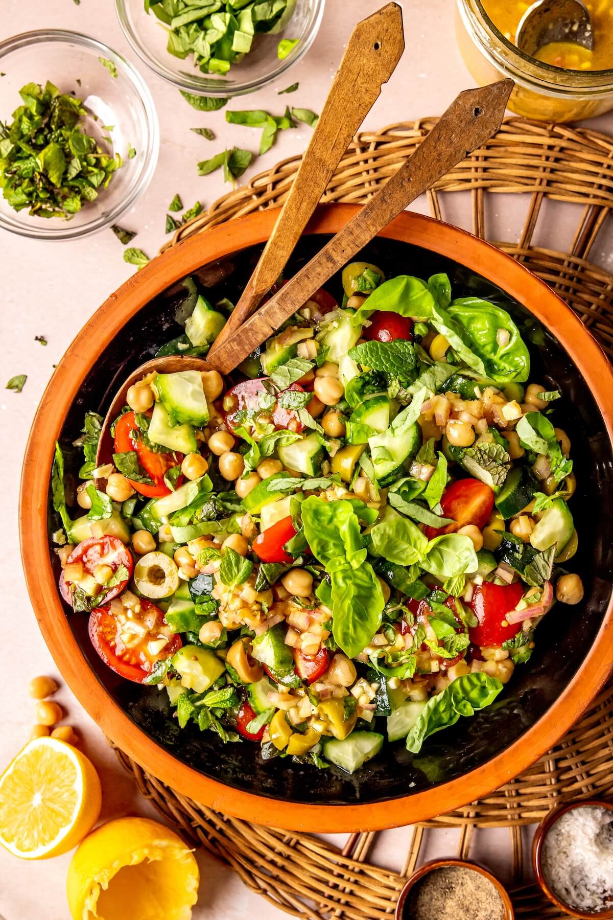 Cucumber Chickpea Greek Salad - Olivia Adriance