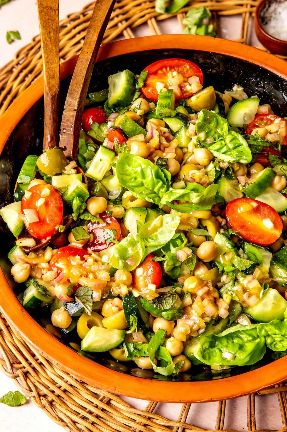 Cucumber Chickpea Greek Salad - Olivia Adriance
