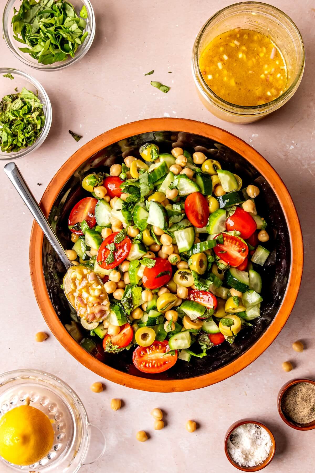 How to Make Cucumber Chickpea Greek Salad Step 5 - Olivia Adriance
