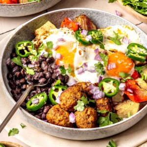 Breakfast Burrito Bowls with Chorizo, Eggs, and Veggies GF DF - Olivia Adriance