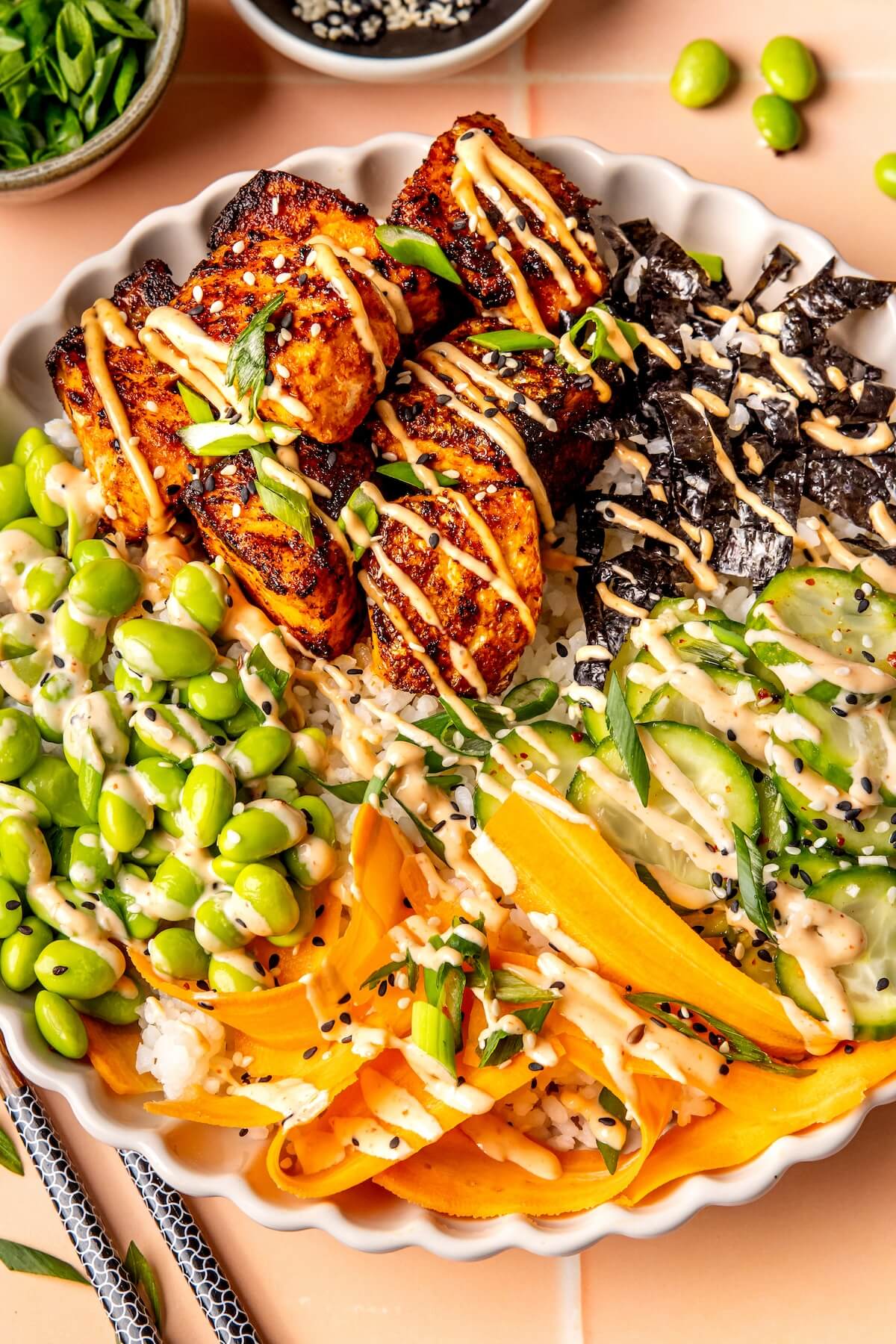 Spicy Salmon Sushi Bowls - Olivia Adriance
