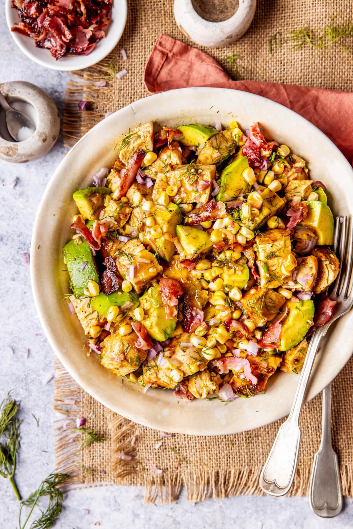 AVOCADO CHICKEN SALAD WITH CORN