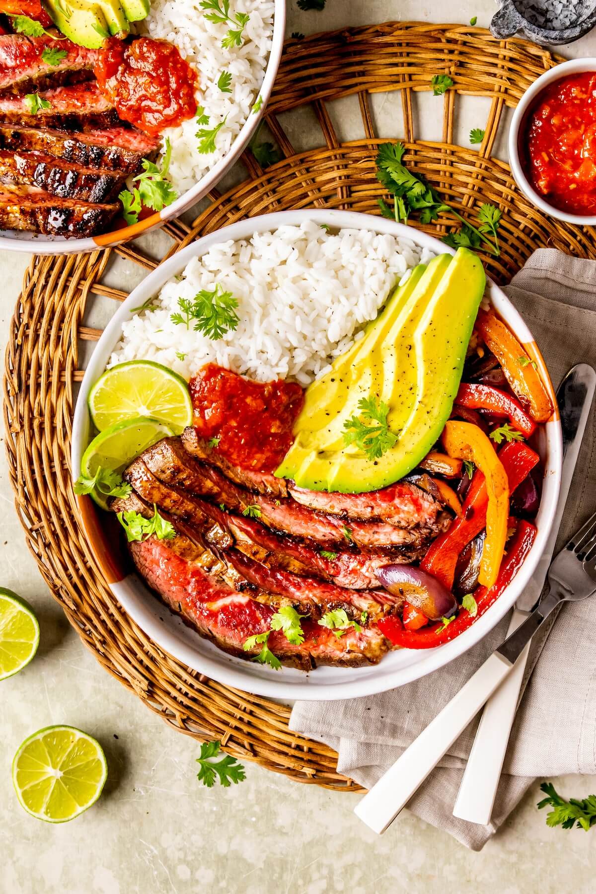 Marinated Steak Fajita Bowls - Olivia Adriance