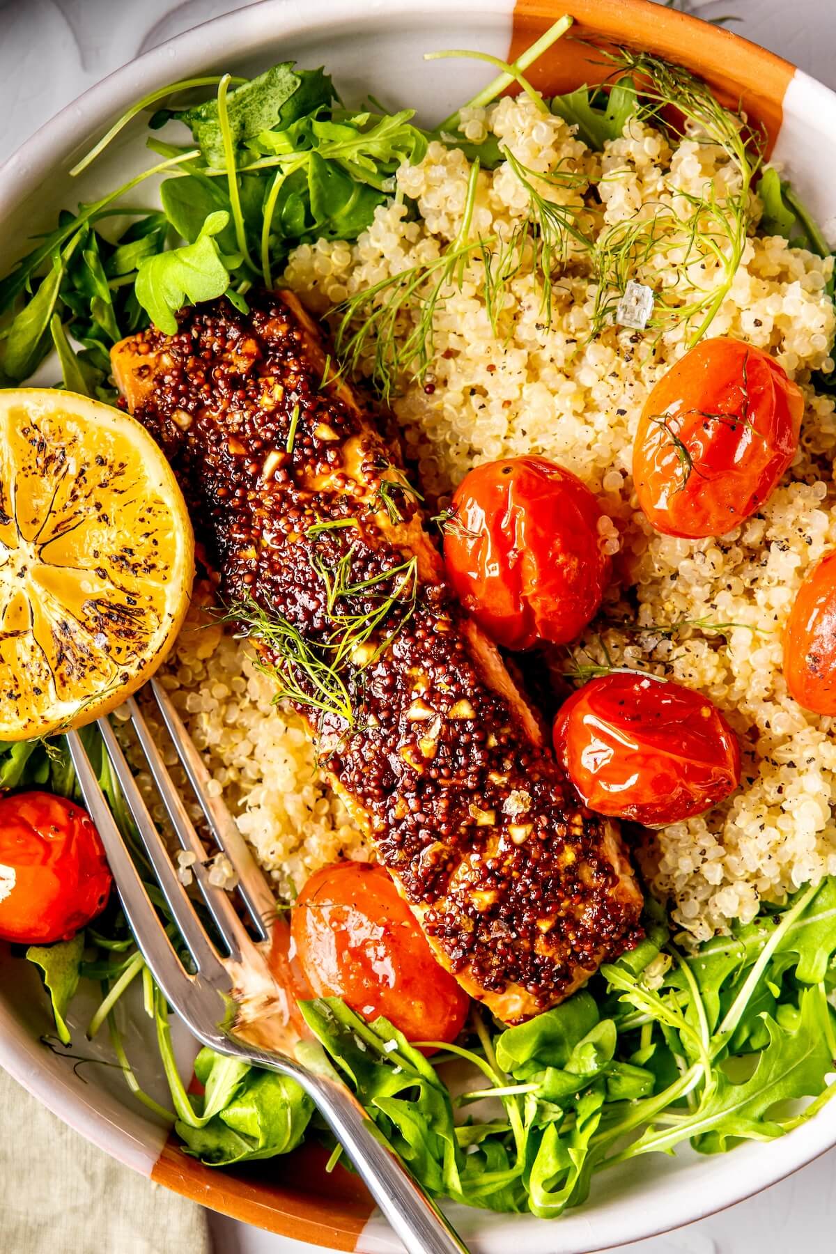 Mustard Salmon and Lemony Quinoa - Olivia Adriance