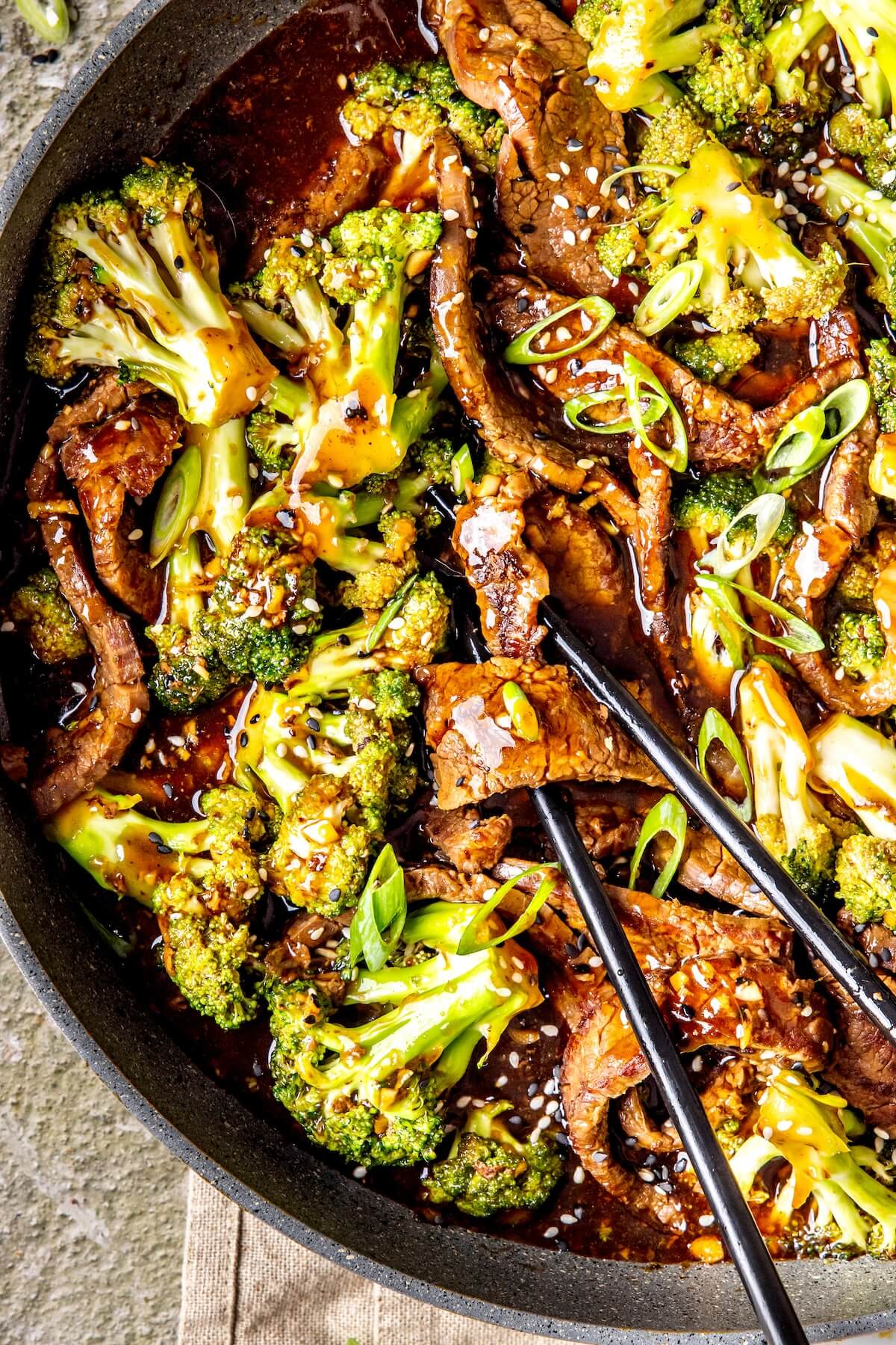 One Skillet Beef and Broccoli - Olivia Adriance