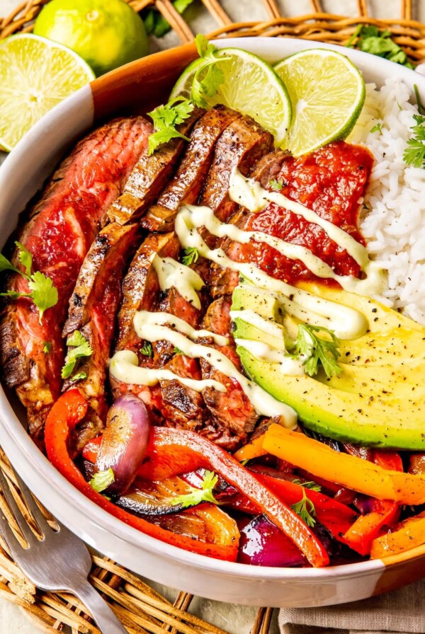 Marinated Steak Fajita Bowls - Olivia Adriance