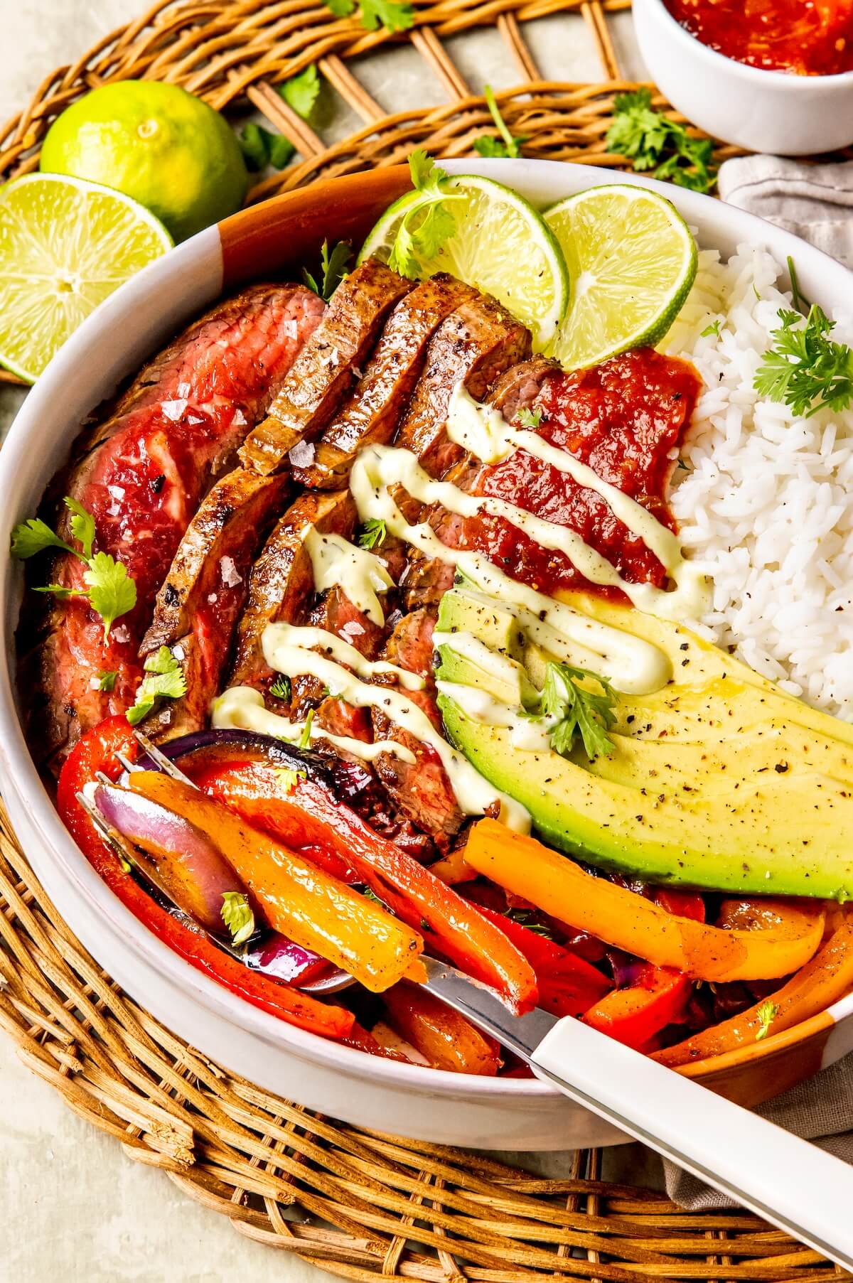 Marinated Steak Fajita Bowls - Olivia Adriance