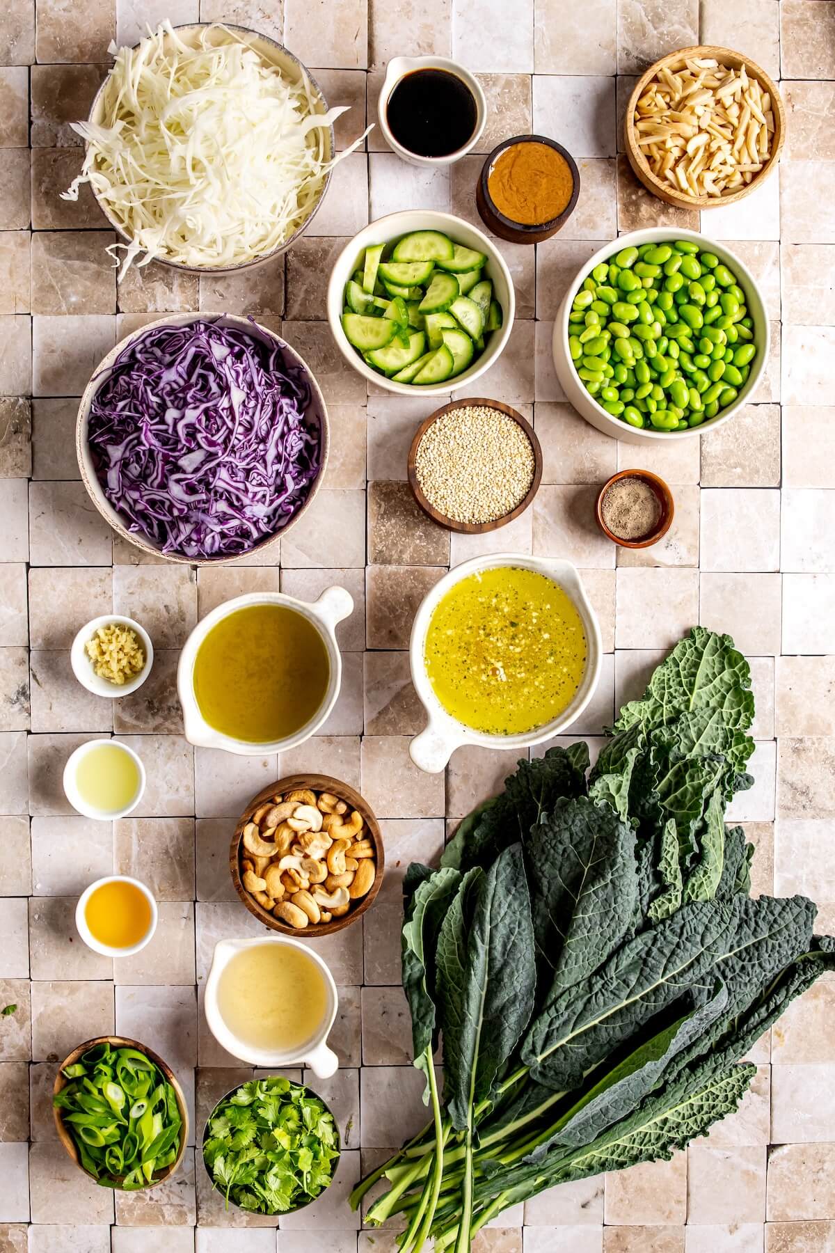 Ingredients for Edamame Quinoa Crunch Salad - Olivia Adriance