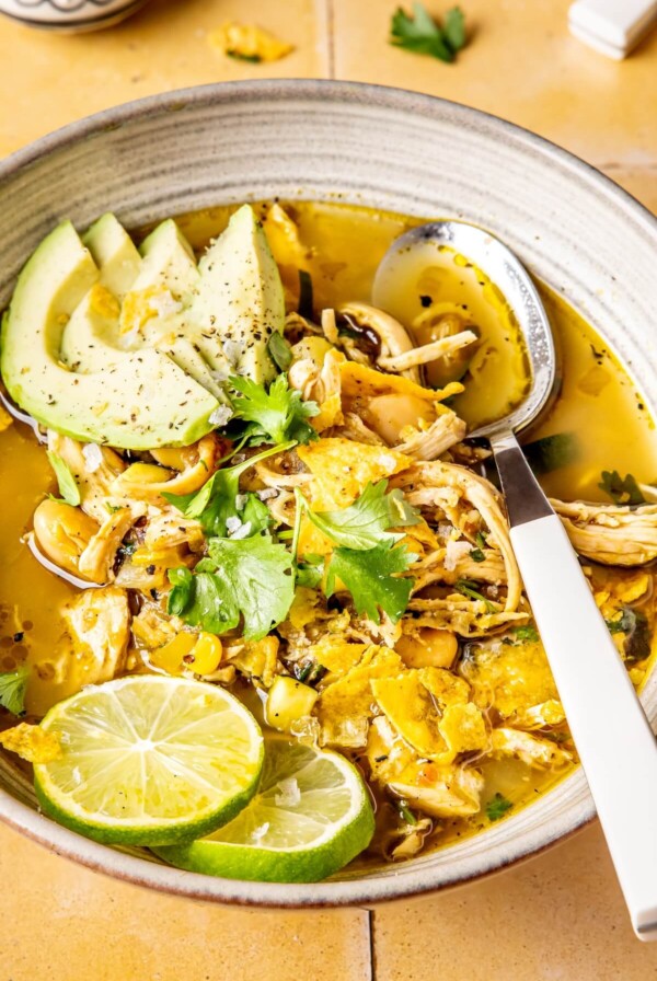 Loaded Veggie Salsa Verde Chicken Chili - Olivia Adriance