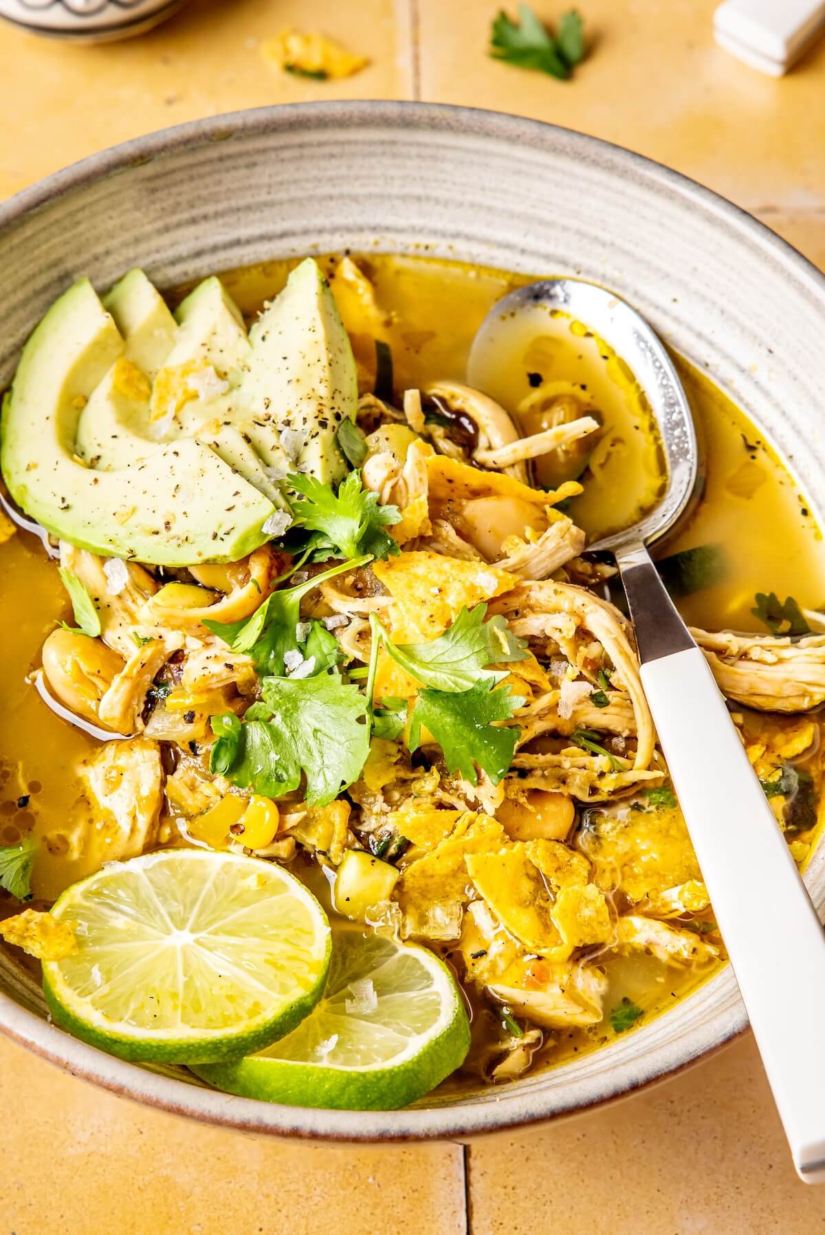 Loaded Veggie Salsa Verde Chicken Chili - Olivia Adriance
