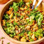 Roasted Sweet Potato Kale Salad with Crispy Chickpeas - Olivia Adriance