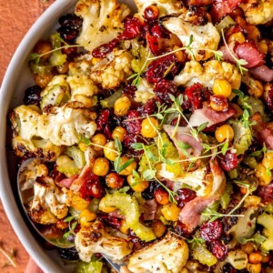 Herb and Maple Roasted Cauliflower with Chickpeas - Olivia Adriance