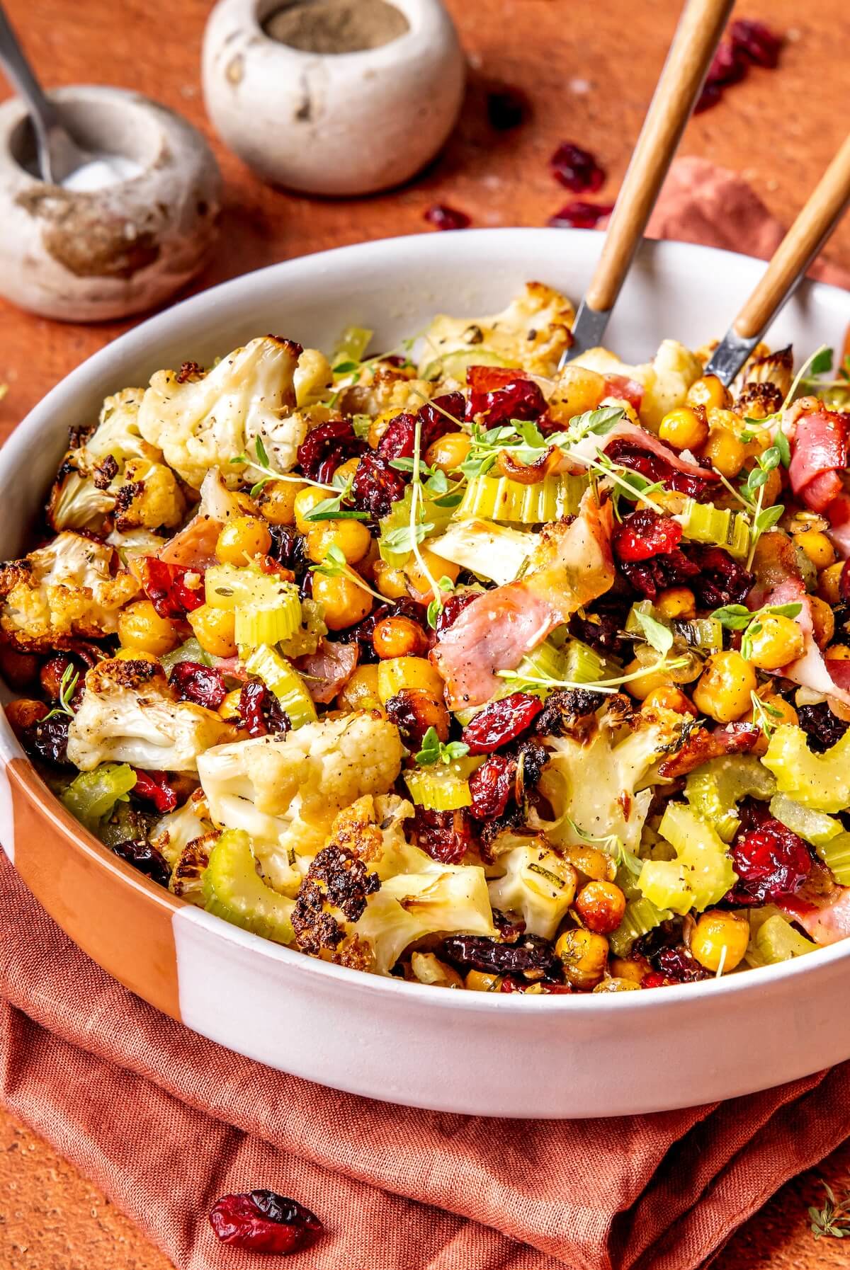 Herb and Maple Roasted Cauliflower with Chickpeas - Olivia Adriance