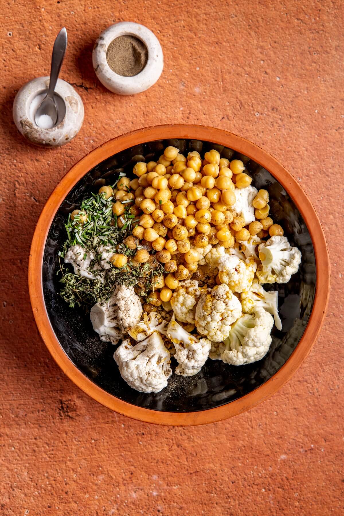 Herb and Maple Roasted Cauliflower with Chickpeas Step 1 - Olivia Adriance
