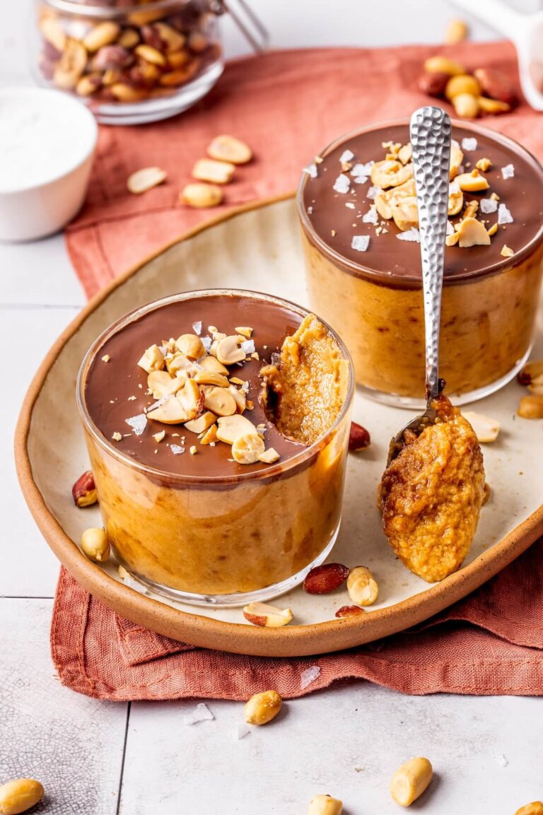 5 INGREDIENT CHOCOLATE COVERED PEANUT BUTTER MOUSSE (DAIRY-FREE REFINED SUGAR-FREE)
