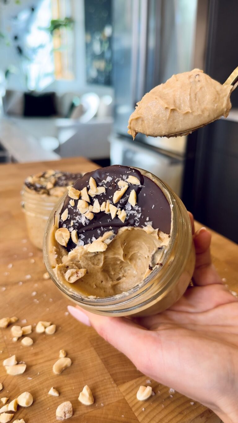 5 INGREDIENT CHOCOLATE COVERED PEANUT BUTTER MOUSSE (dairy-free, no refined sugar)