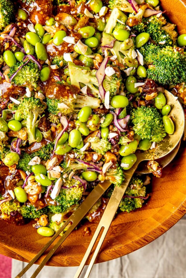 BROCCOLI CRUNCH SALAD WITH CREAMY ALMOND BUTTER DRESSING