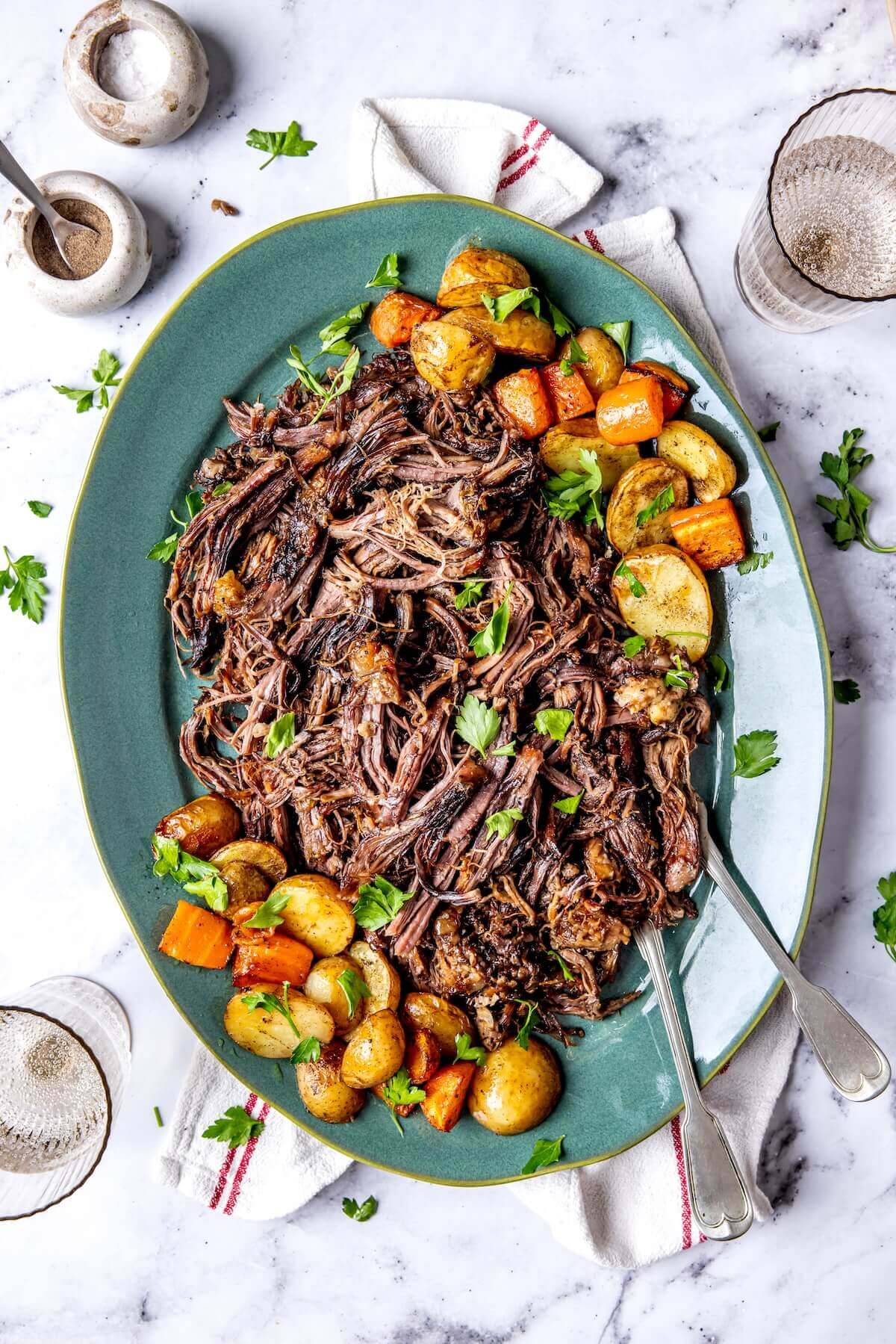 Viral Chuck Roast with Potatoes and Carrots - Olivia Adriance