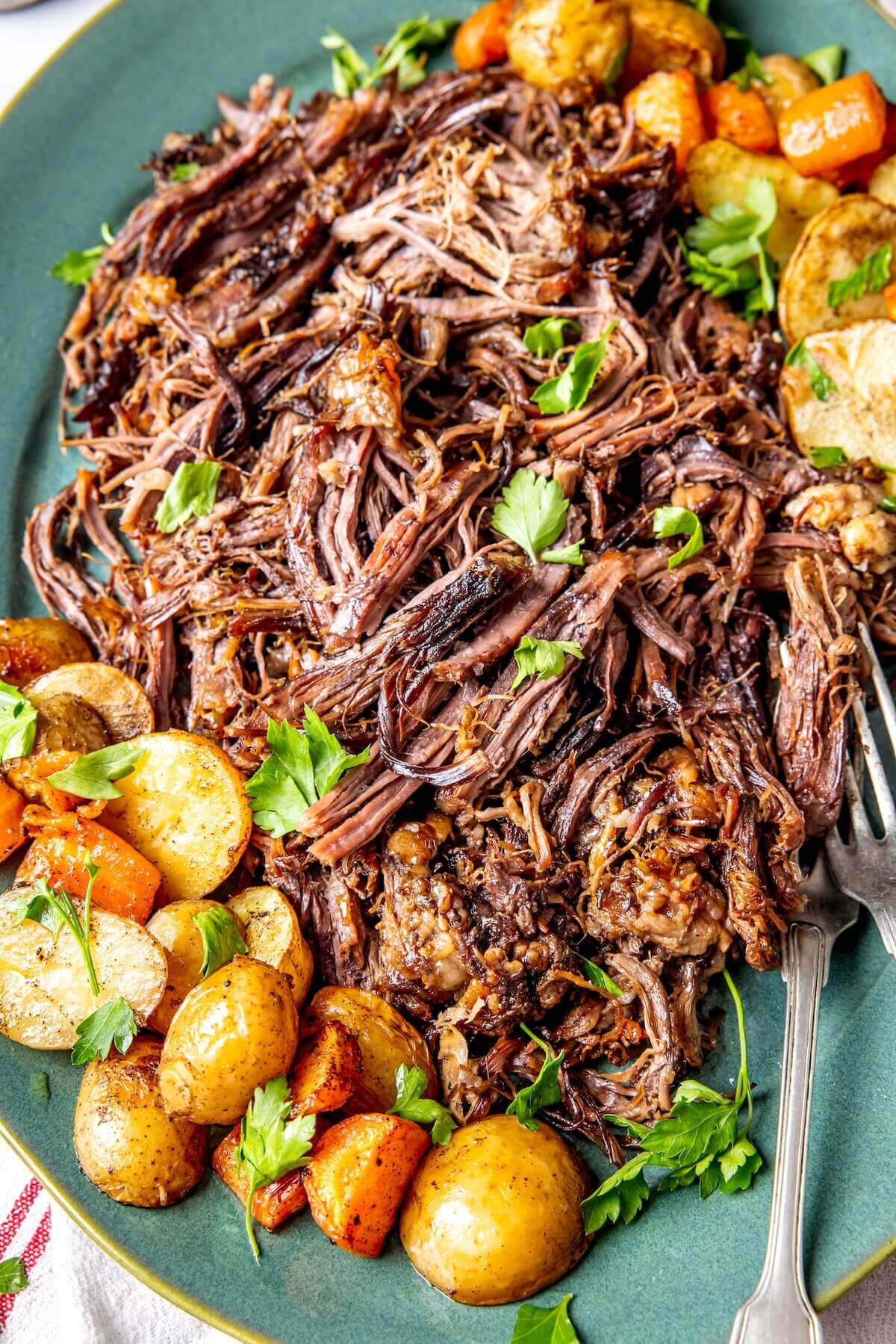 Viral Chuck Roast with Potatoes and Carrots - Olivia Adriance