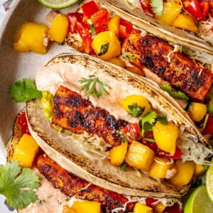 Blackened Fish Tacos with Mango Salsa - Olivia Adriance