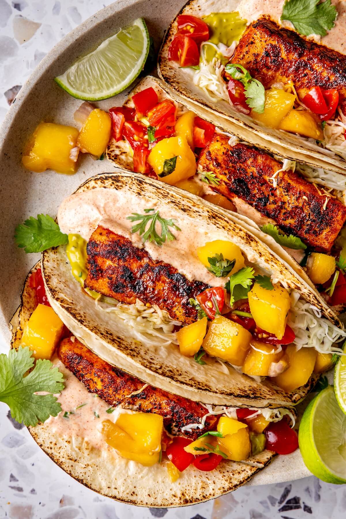 Blackened Fish Tacos with Mango Salsa - Olivia Adriance