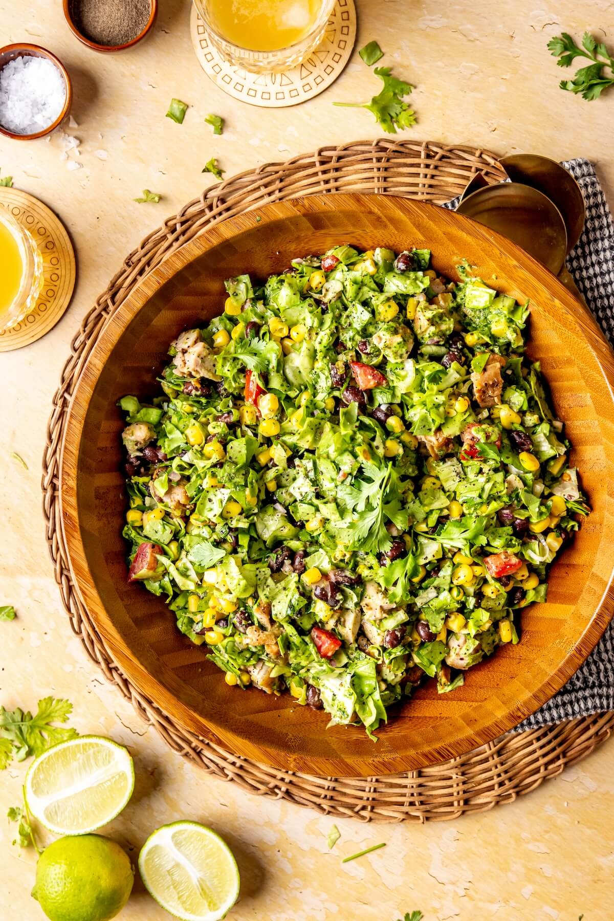 Southwestern Micro-Chopped Salad with Cilantro Lime Dressing - Olivia Adriance