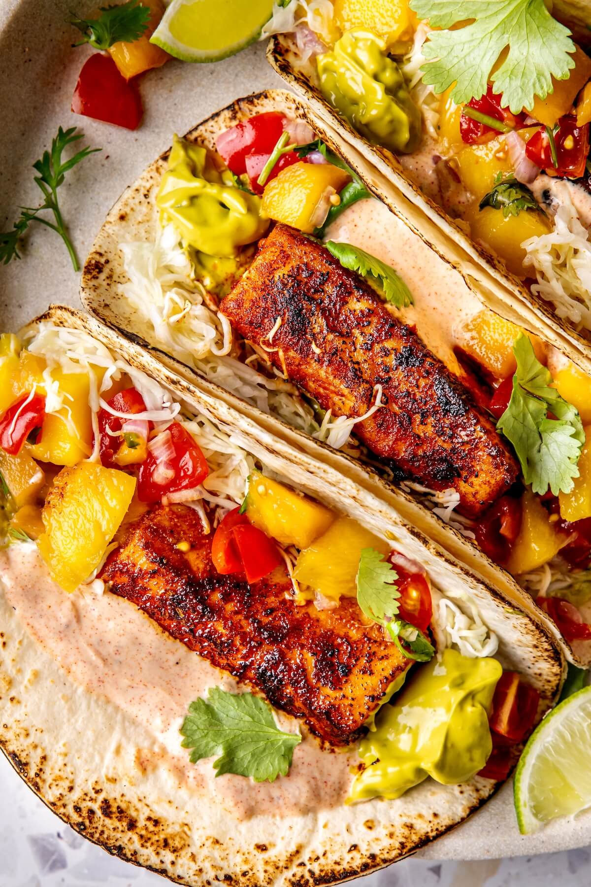 Blackened Fish Tacos with Mango Salsa - Olivia Adriance