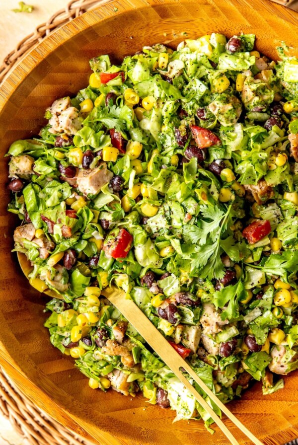 Southwestern Micro-Chopped Salad with Cilantro Lime Dressing - Olivia Adriance