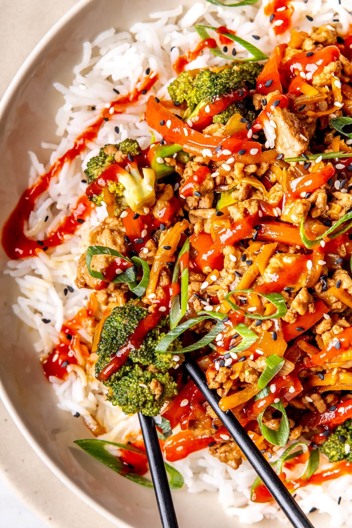 20 Minute Ground Turkey Teriyaki Stir Fry - Olivia Adriance