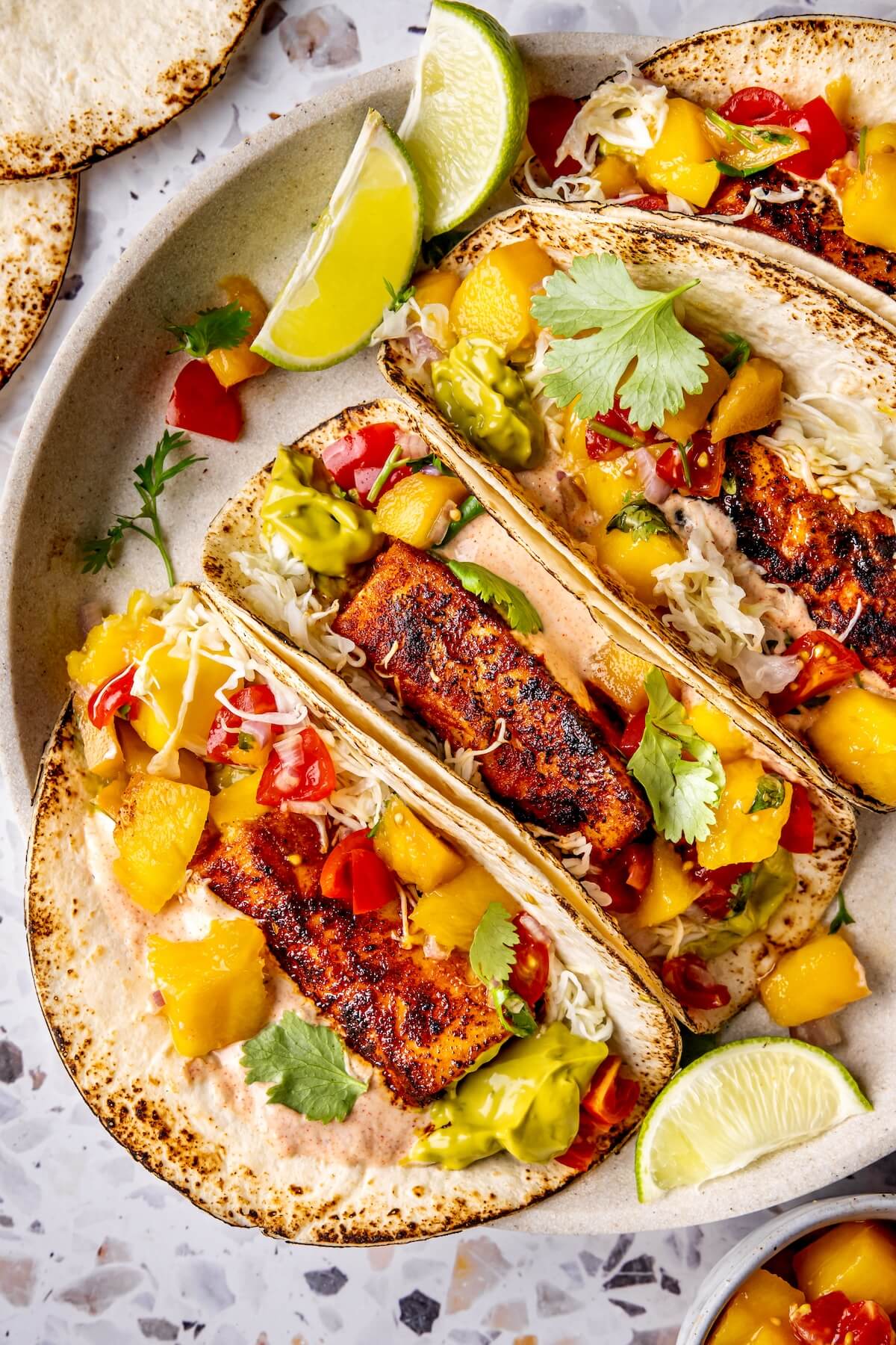 Blackened Fish Tacos with Mango Salsa - Olivia Adriance