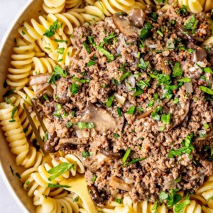 Easy Dairy-Free Ground Beef Stroganoff - Olivia Adriance