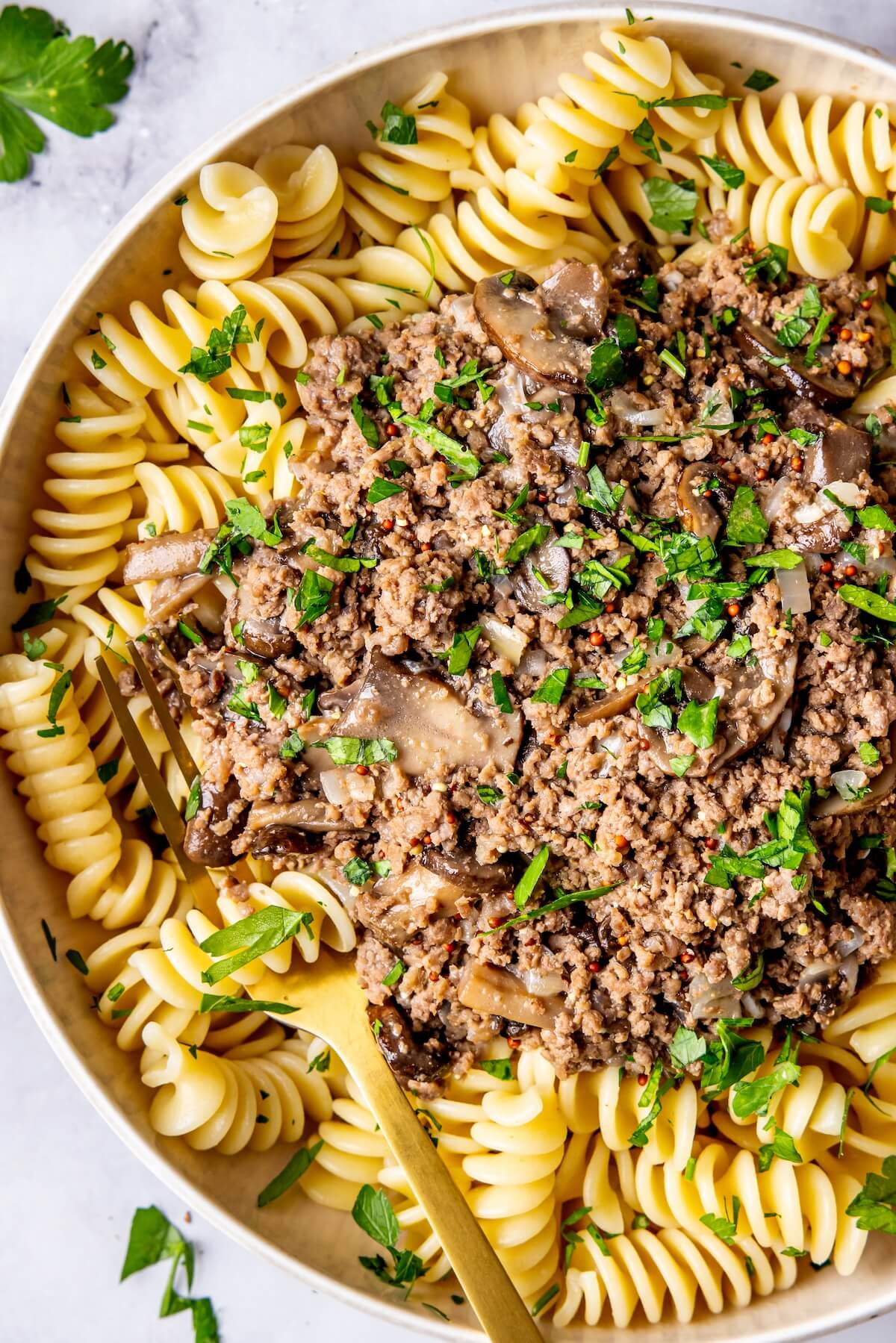 Easy Dairy-Free Ground Beef Stroganoff - Olivia Adriance