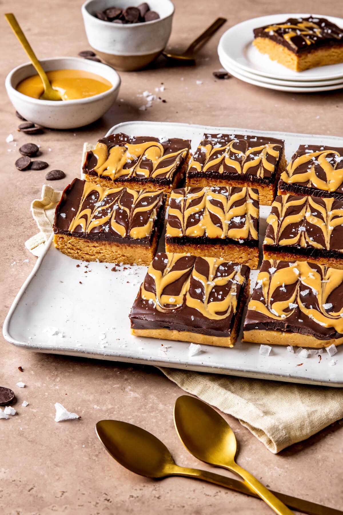 No Bake Peanut Butter Cookie Dough Bars with Chocolate Ganache - Olivia Adriance
