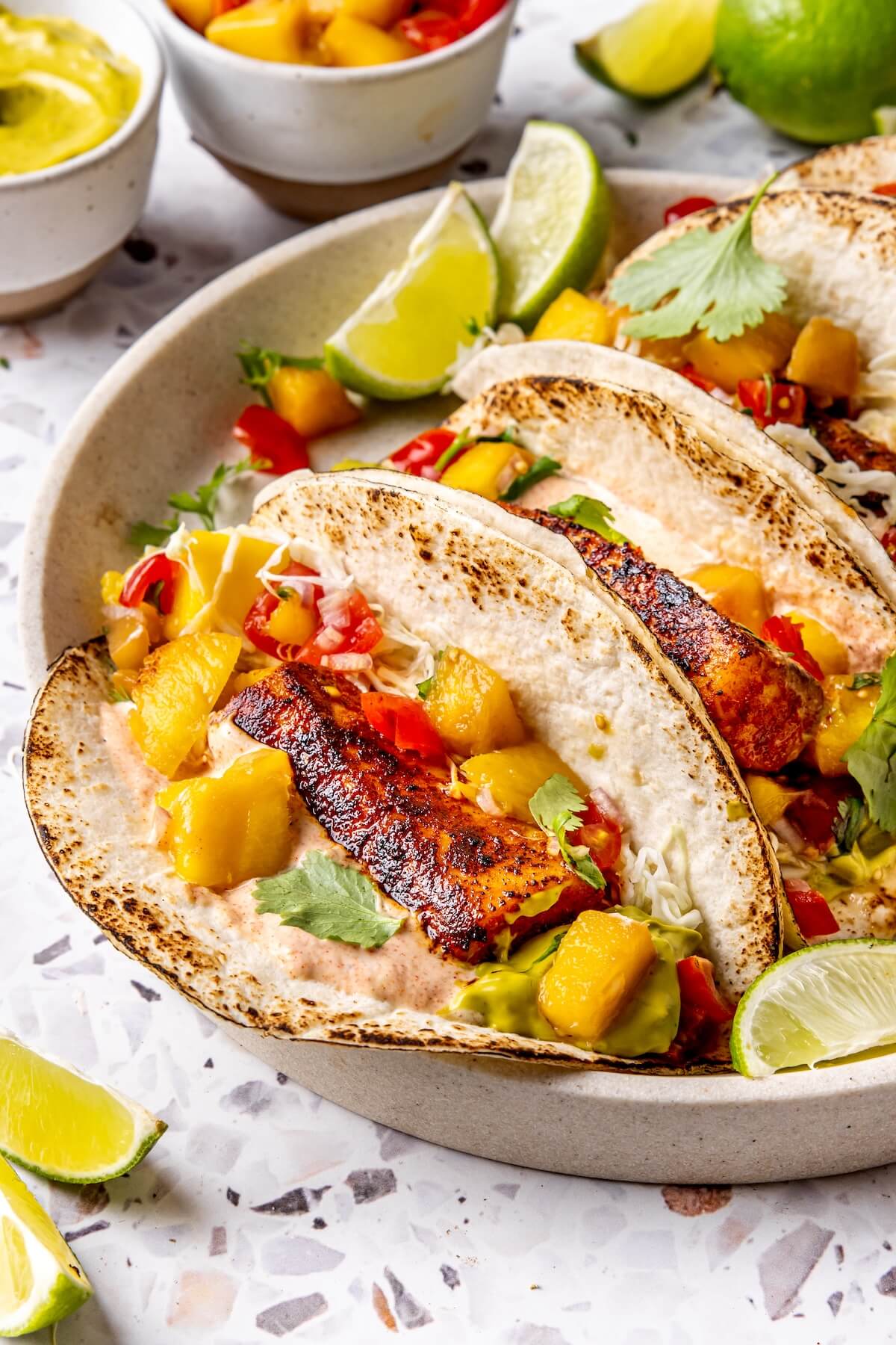 Blackened Fish Tacos with Mango Salsa - Olivia Adriance