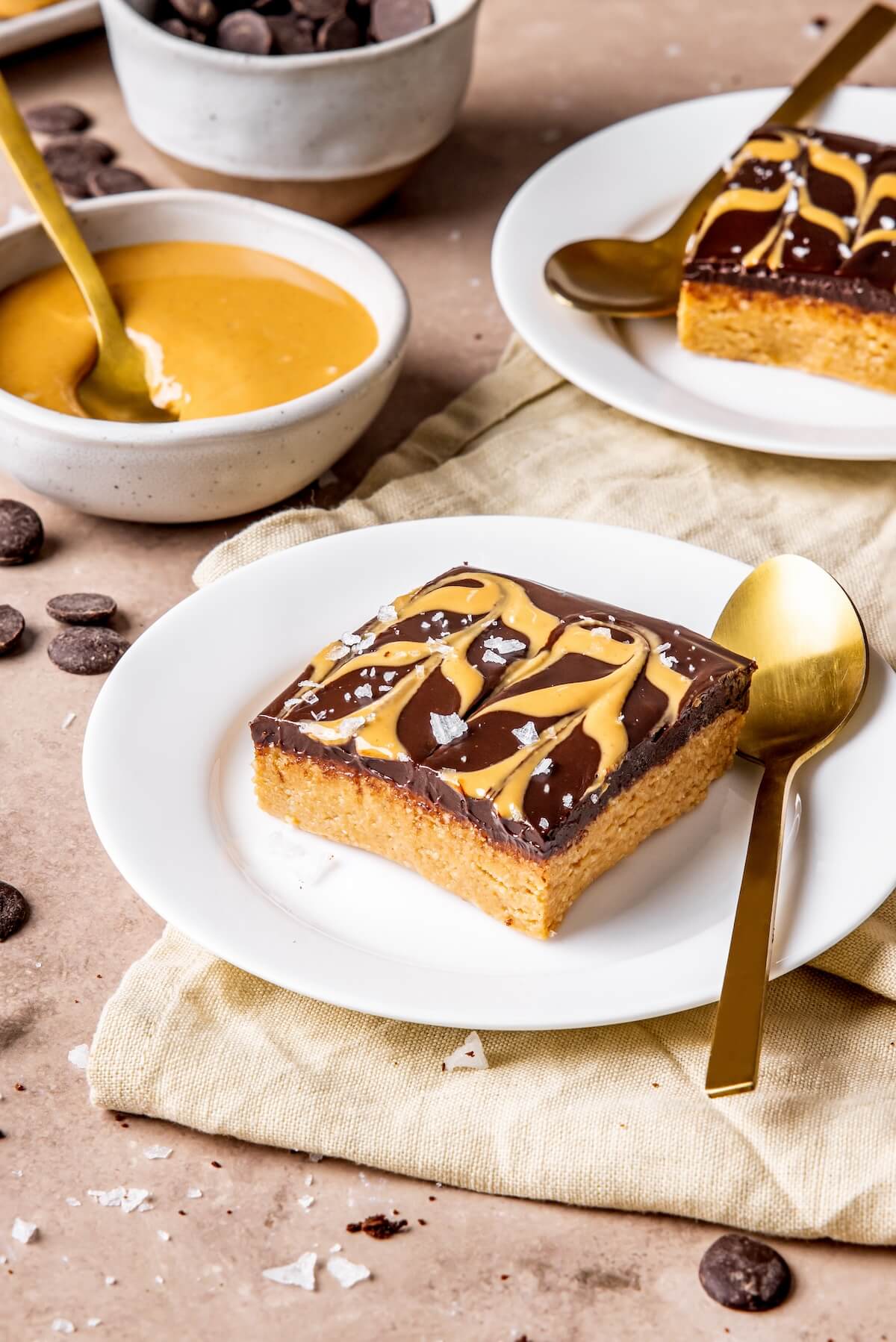 No Bake Peanut Butter Cookie Dough Bars with Chocolate Ganache - Olivia Adriance