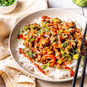 20 Minute Ground Turkey Teriyaki Stir Fry - Olivia Adriance