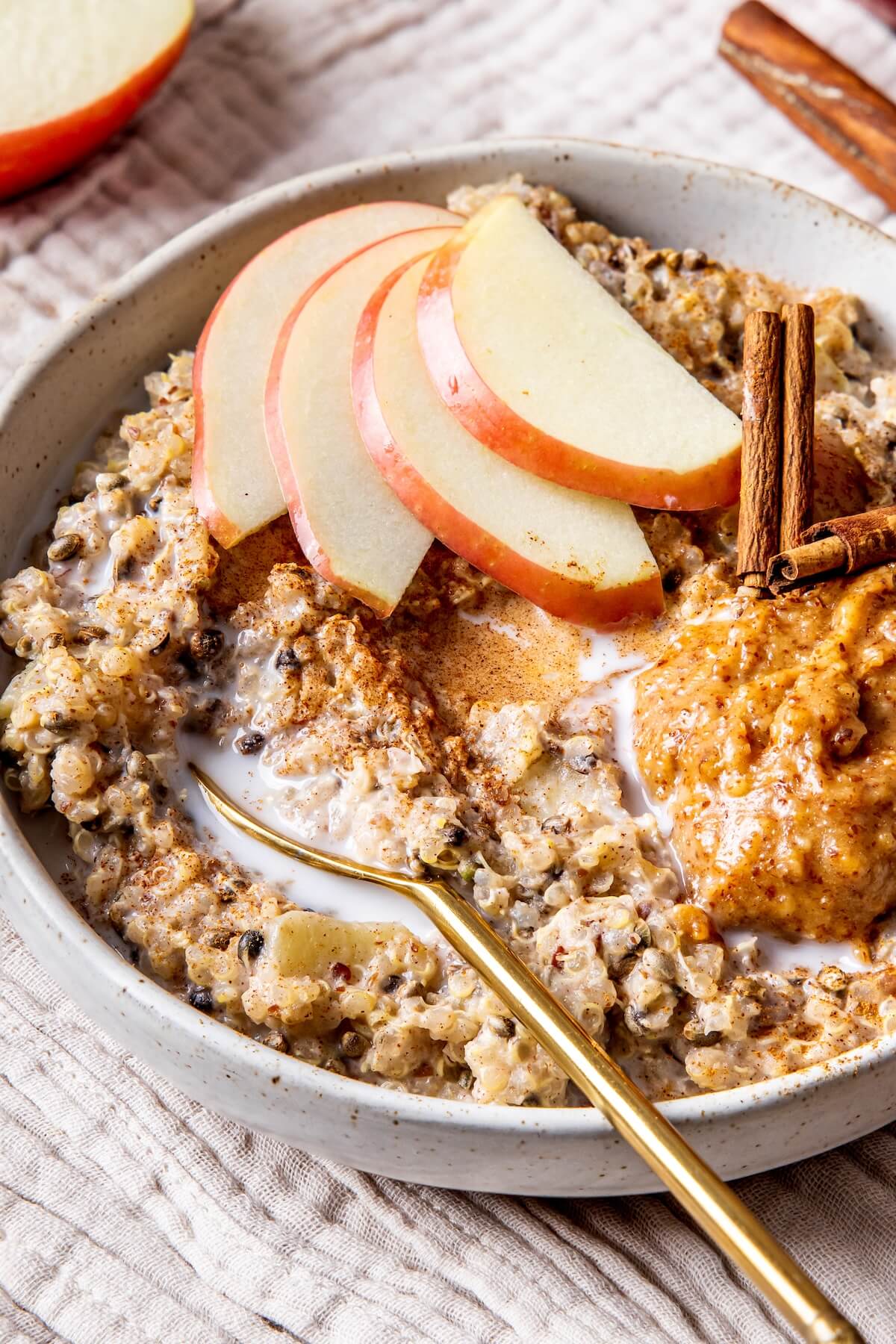 Cinnamon Apple Quinoa Breakfast Porridge - Olivia Adriance