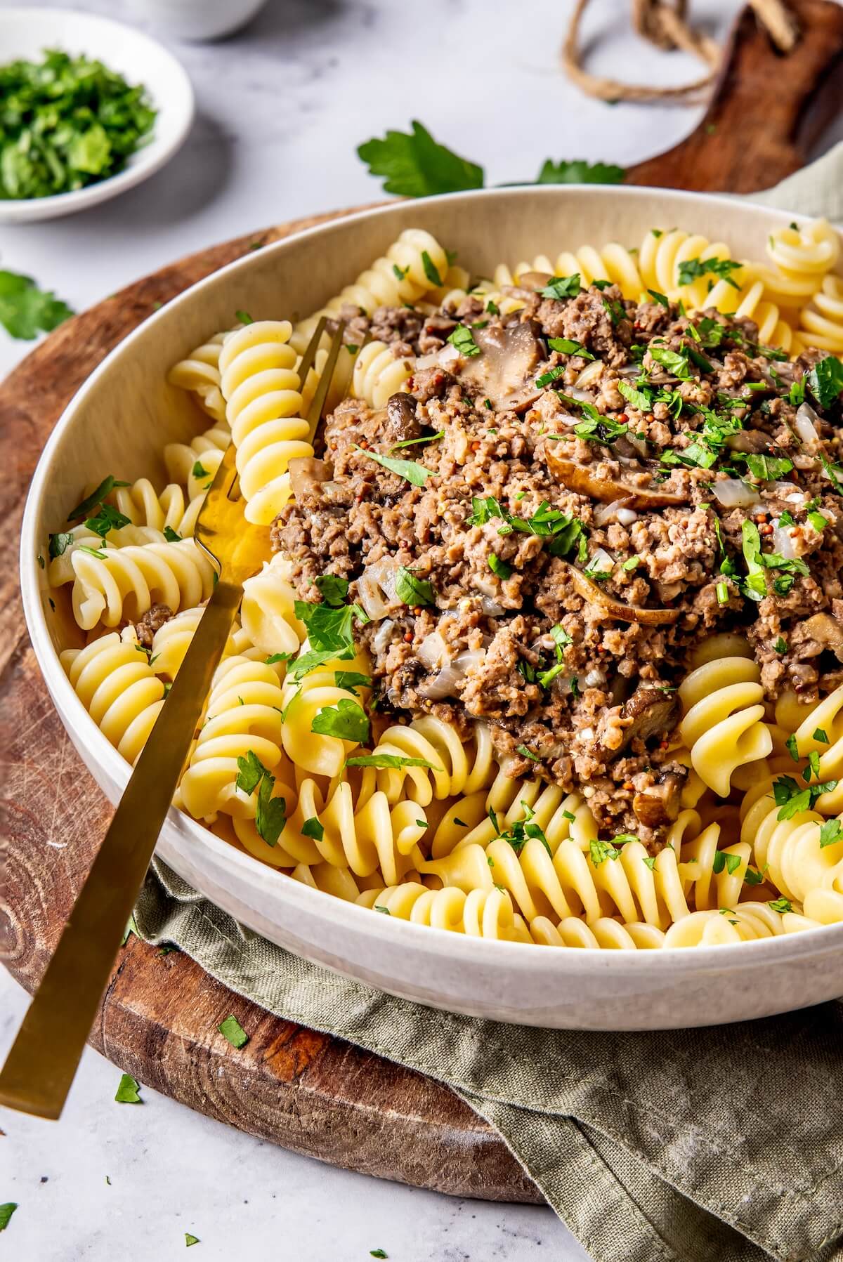 Easy Dairy-Free Ground Beef Stroganoff - Olivia Adriance