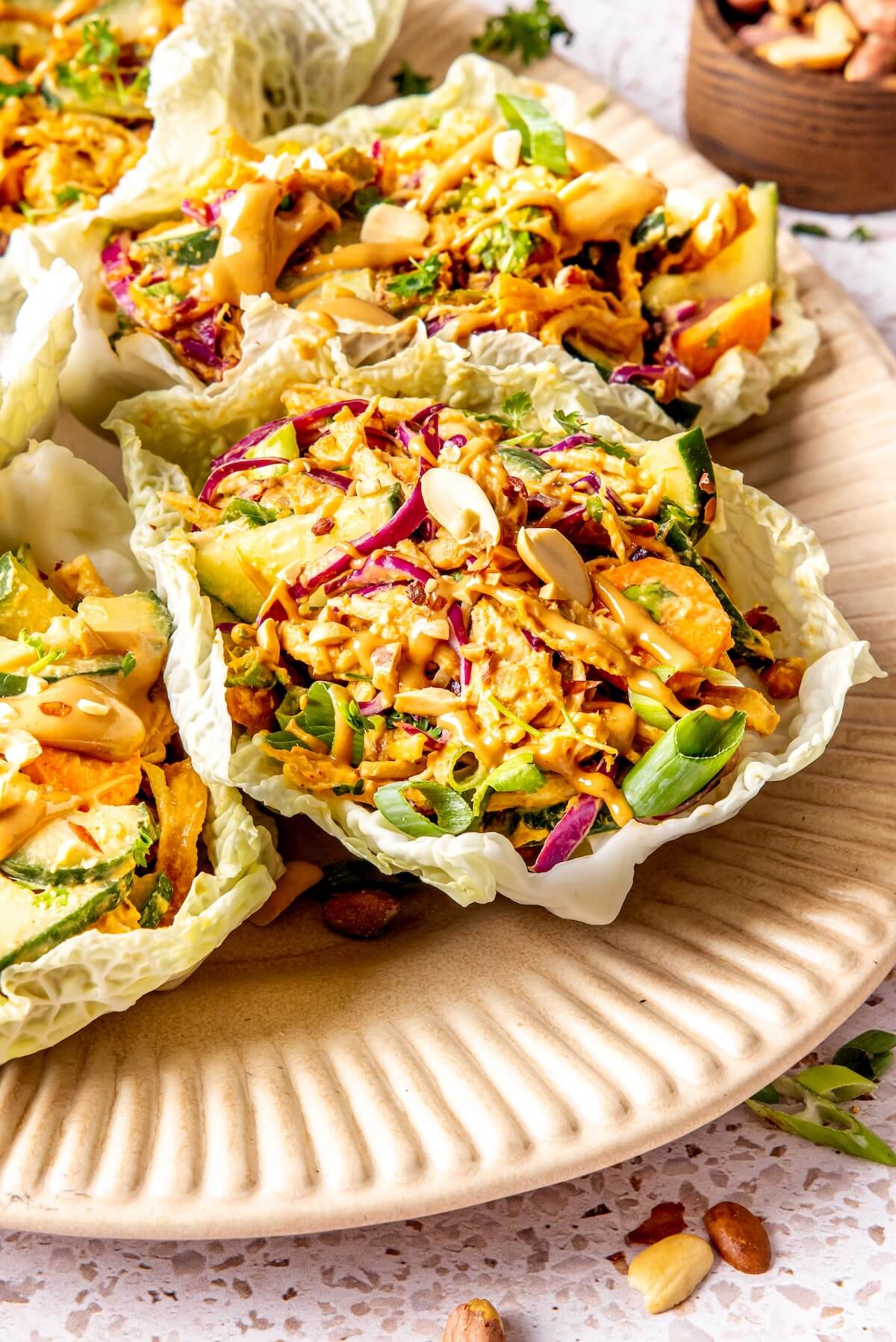 Peanut Satay Lettuce Cups - Olivia Adriance