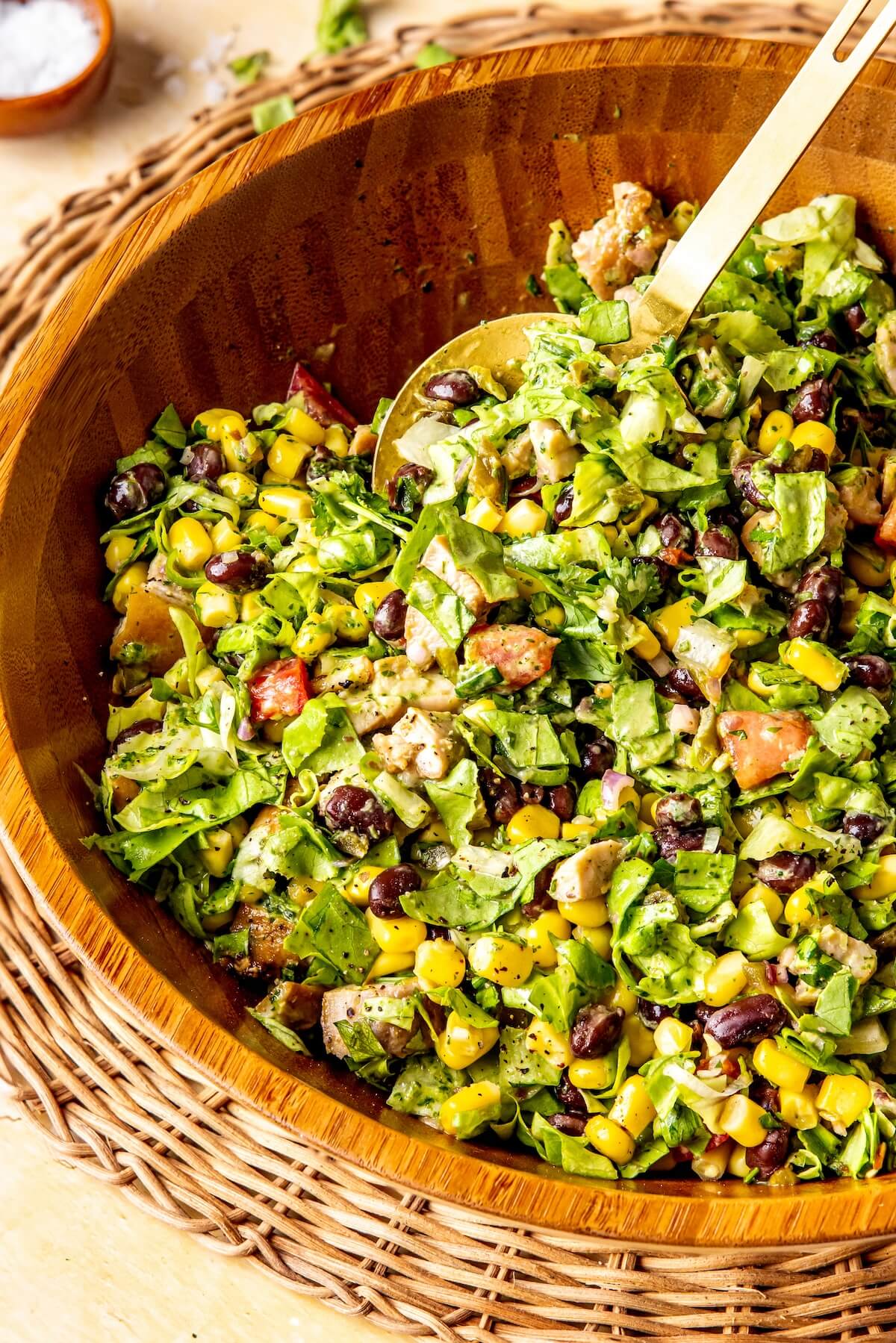 Southwestern Micro-Chopped Salad with Cilantro Lime Dressing - Olivia Adriance