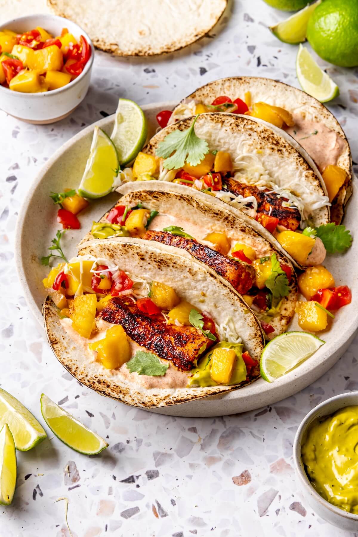 Blackened Fish Tacos with Mango Salsa - Olivia Adriance