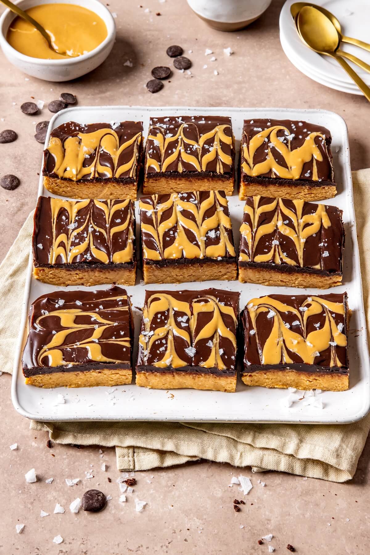 No Bake Peanut Butter Cookie Dough Bars with Chocolate Ganache - Olivia Adriance