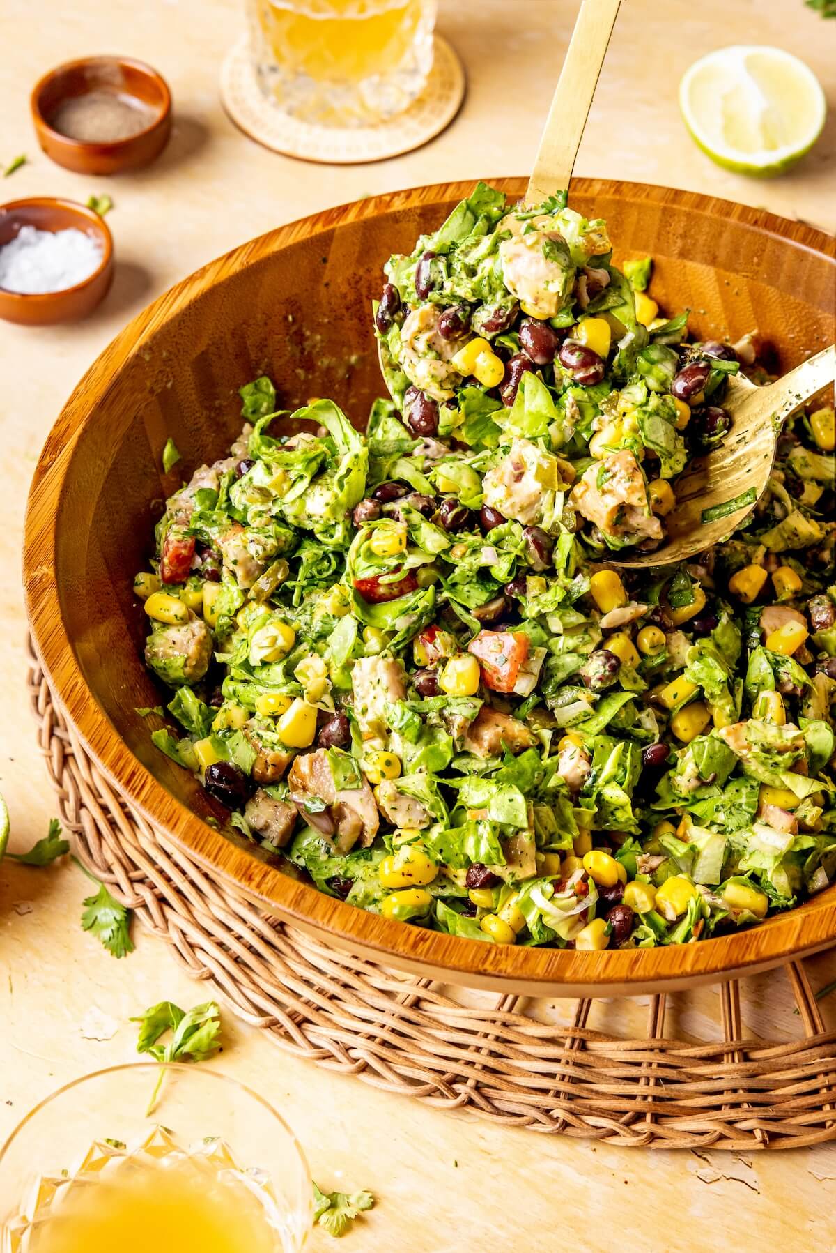 Southwestern Micro-Chopped Salad with Cilantro Lime Dressing - Olivia Adriance