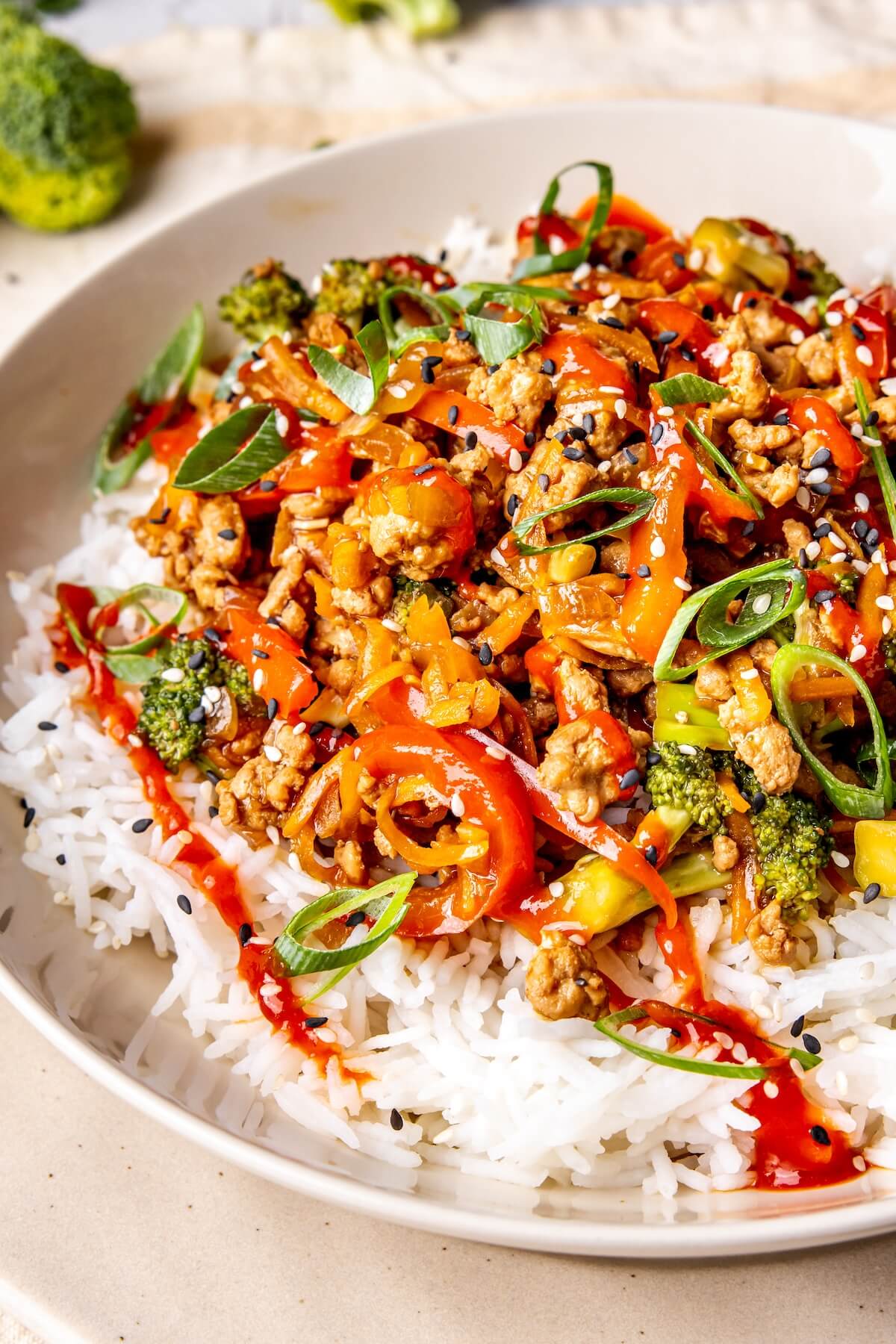 20 Minute Ground Turkey Teriyaki Stir Fry - Olivia Adriance