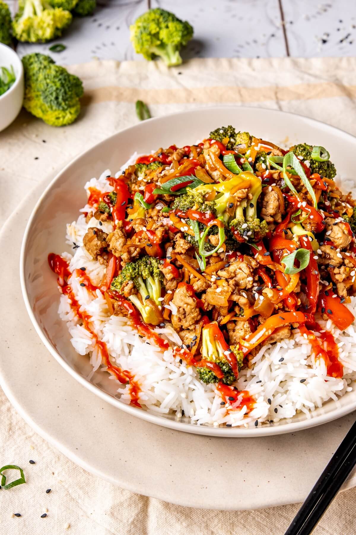 20 Minute Ground Turkey Teriyaki Stir Fry - Olivia Adriance