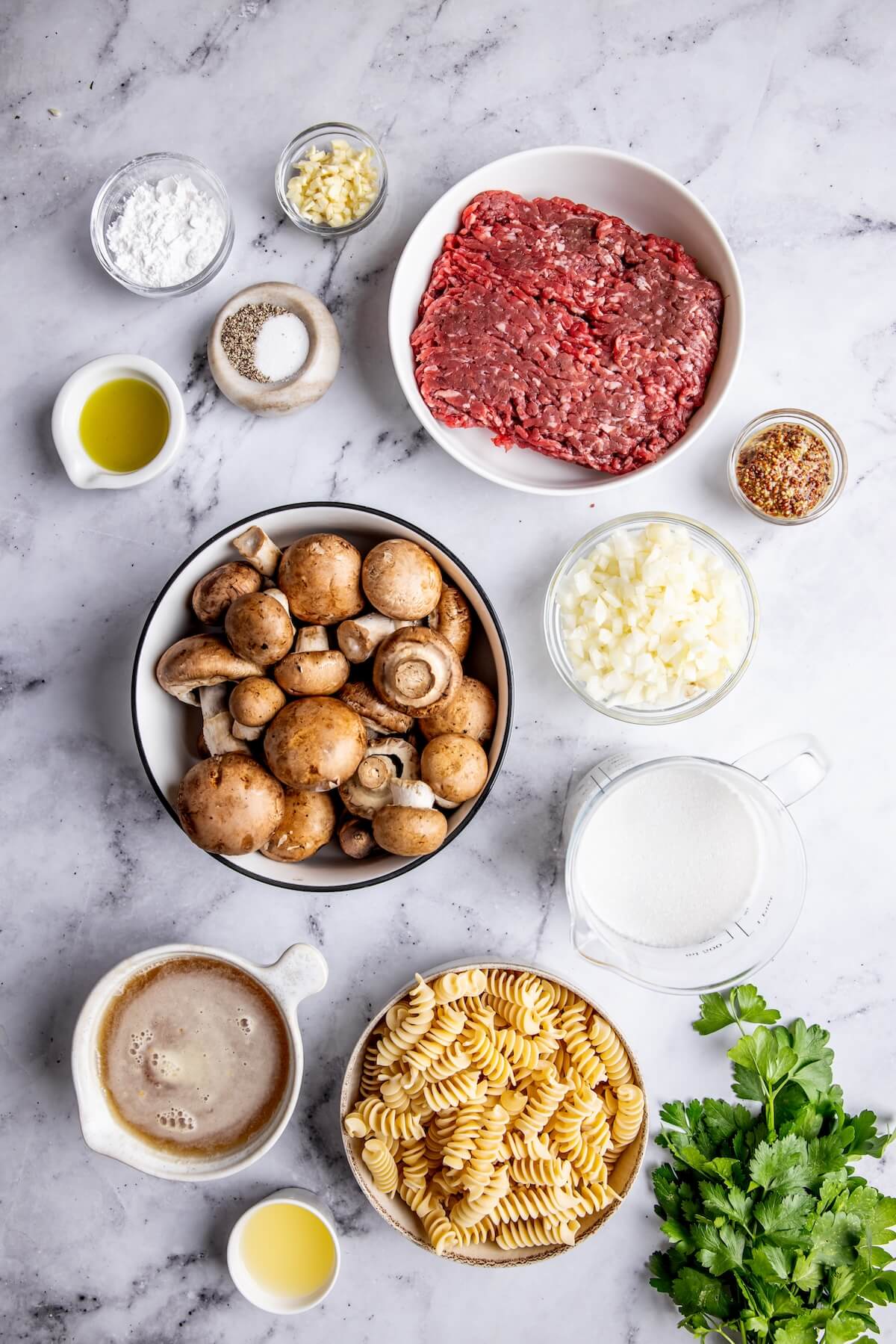 Easy Dairy-Free Ground Beef Stroganoff Ingredients - Olivia Adriance